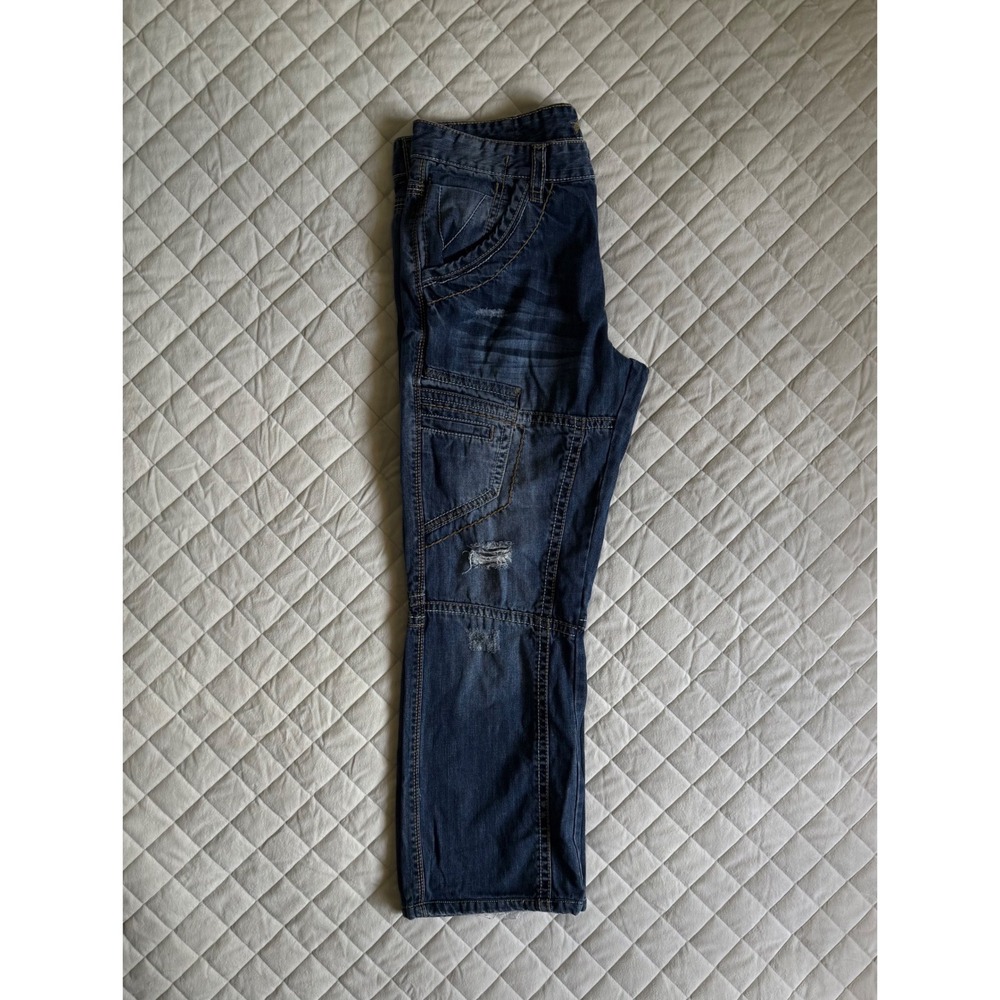 VTG Y2K Distressed Request Denim Jeans Sz 34x30 Streetwear Grunge 50 Cent Unique - Picture 3 of 5